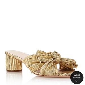 Loeffler Randall Emilia Gold Pleated Bow Heel.